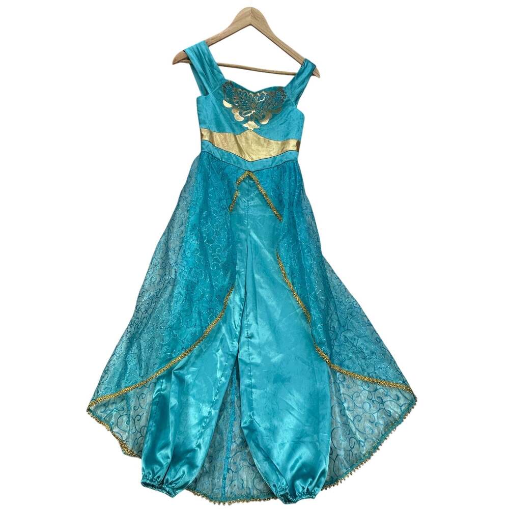 Jasmine Inspired Girls Costume Size 7–8 Turquoise Gold Jumpsuit & Cape